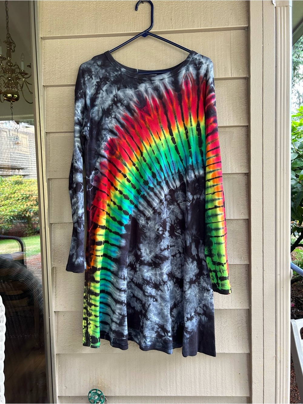 Groovey Blueberry Tie-Dye Rainbow Long Sleeve Tunic Dress plus 2X